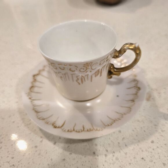 Limoges France Demitasse Cup & Saucer Hand Painted Gold c.1900 - Picture 4 of 12